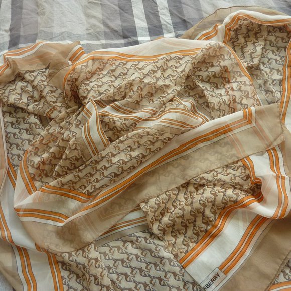 Burberry Unicorn Chiffon Pattern Silk Logo Scarf - Picture 9 of 12